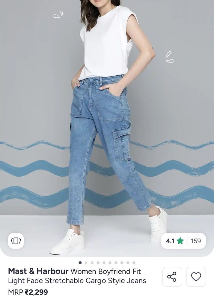 Women Cargo Boyfriend Jeans