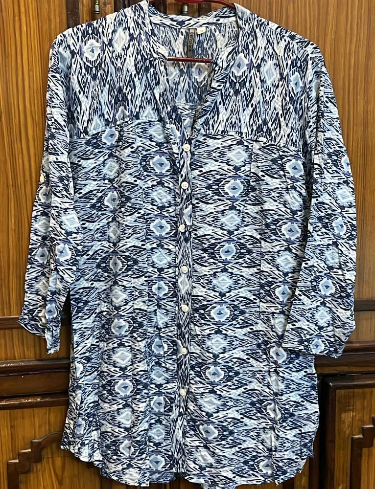 Patterned Blue Top