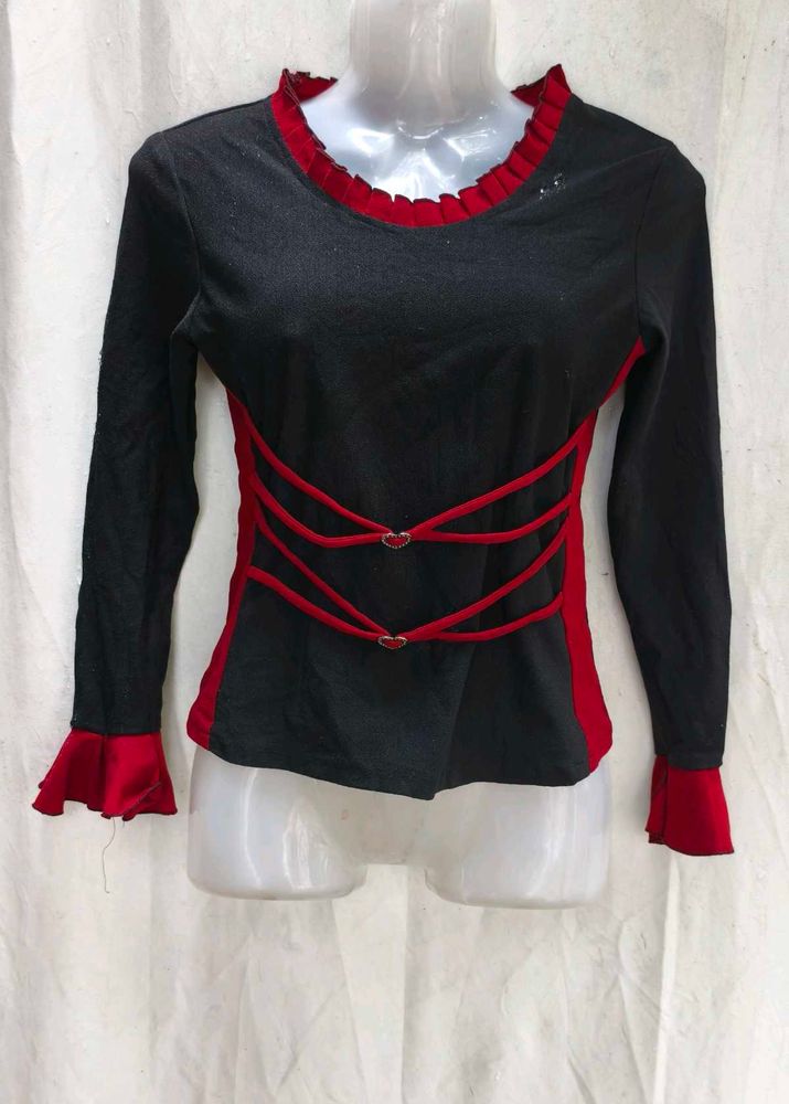 Chic Black &amp; Red Long Sleeve Top