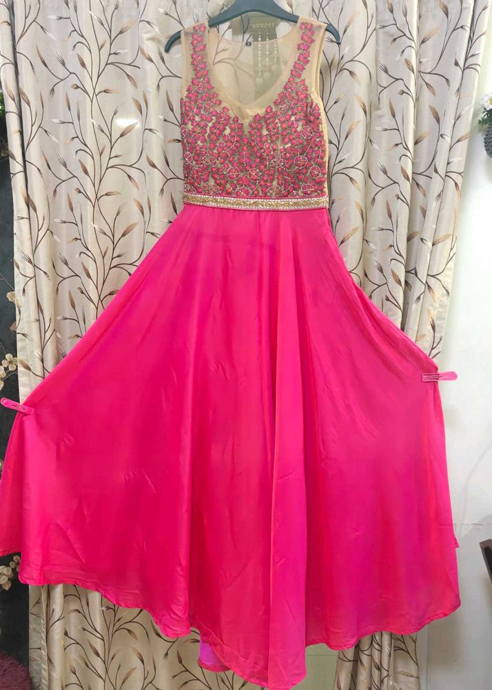 Stunning Pink Embroidered Ethnic Gown