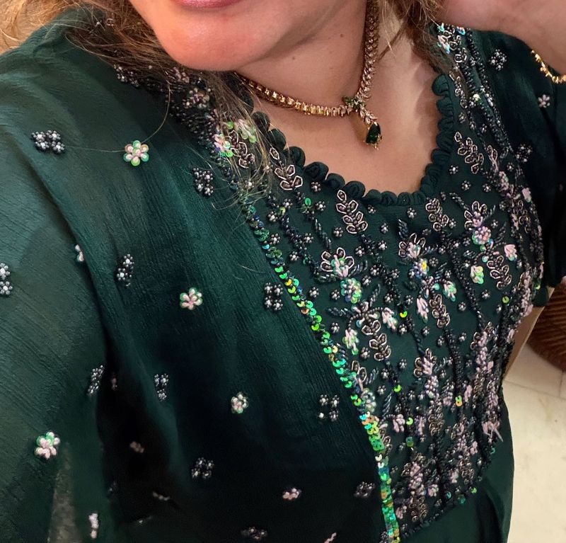 Elegant Teal Embellished Gown