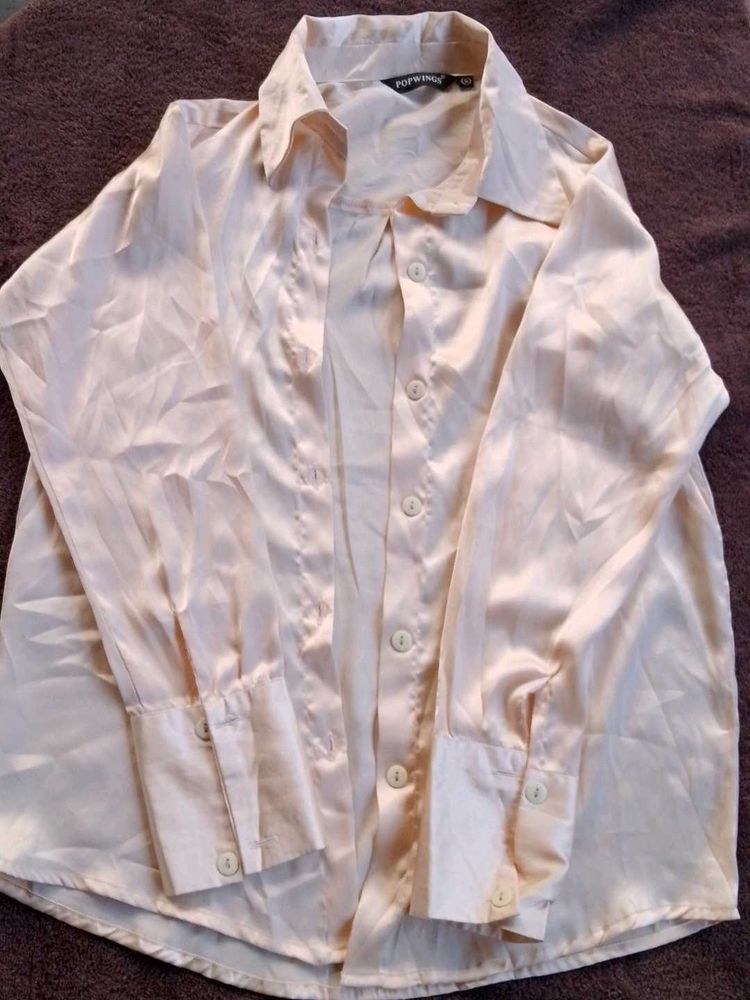 Elegant Cream Satin Shirt