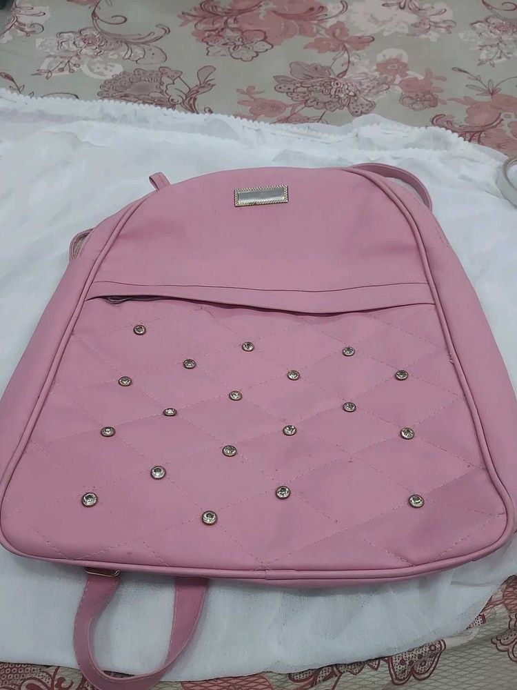 Pink Backpack with Rhinestones