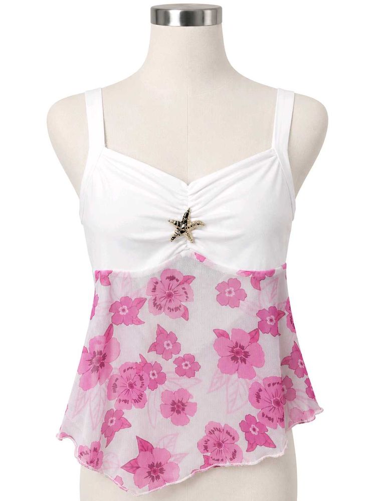 floral mesh halter neck top