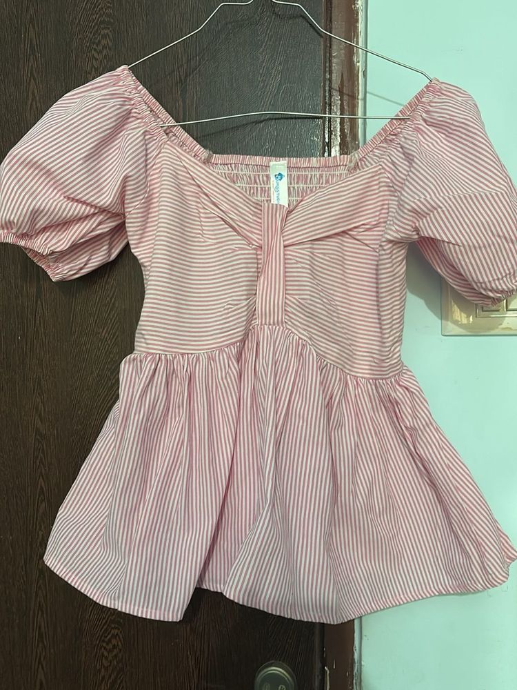 Chic Striped Puff Sleeve Top