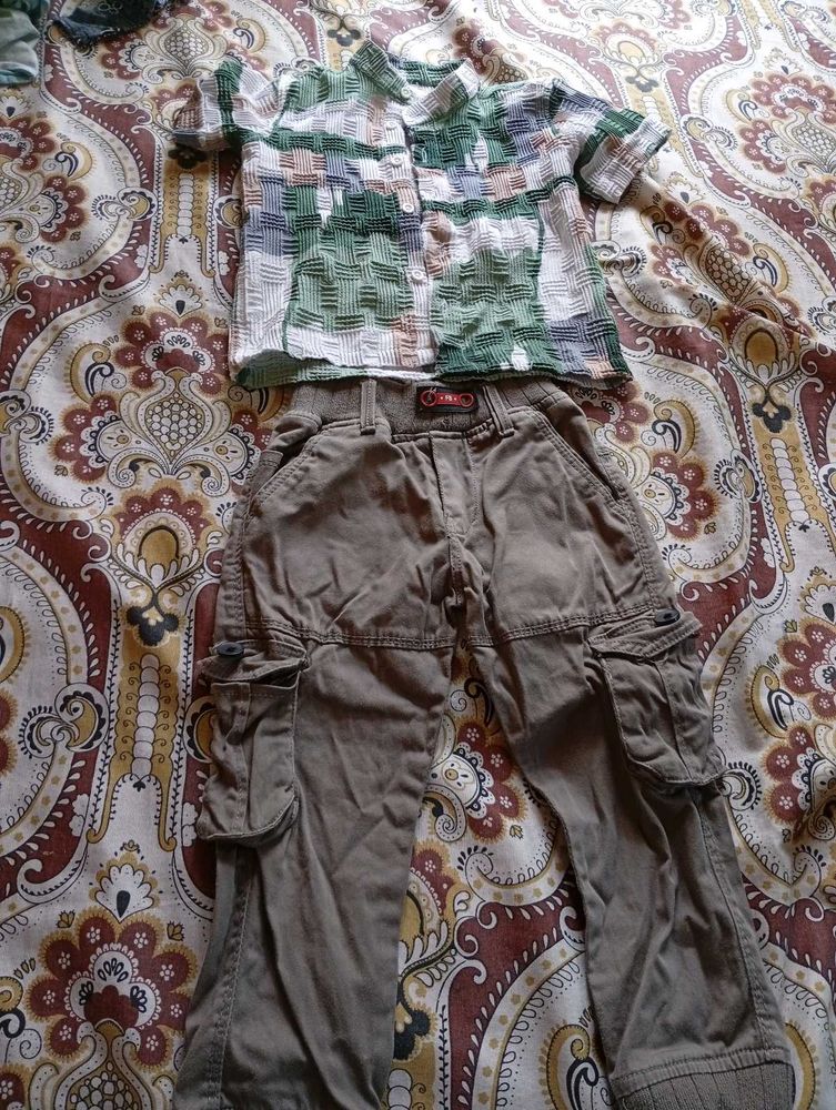 Boys Casual Shirt &amp; Cargo Pants Set