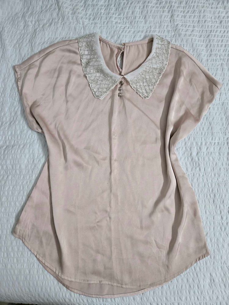 Chic Embellished Collar Top fits S/M