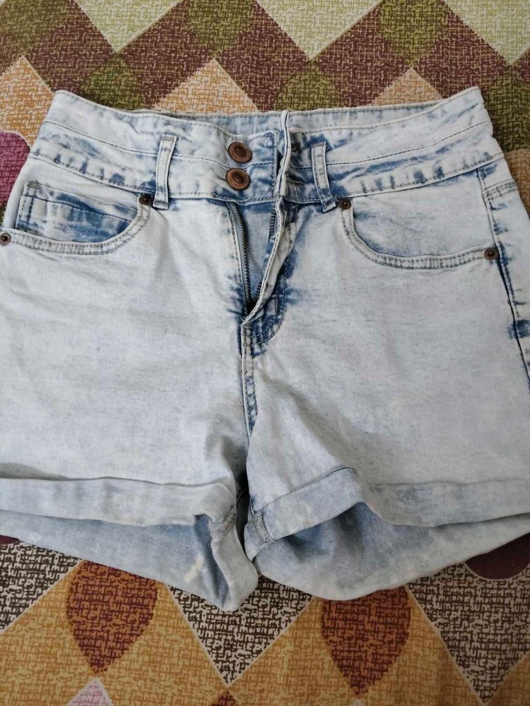 Acid Wash Denim Shorts