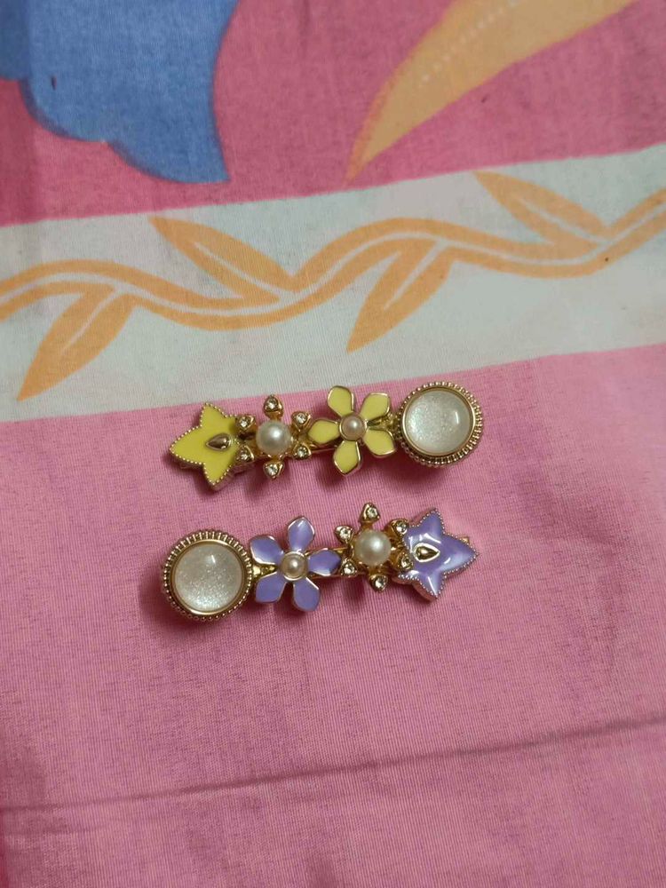 Floral Hair Clips &amp; Feather Clip -Set Of 3