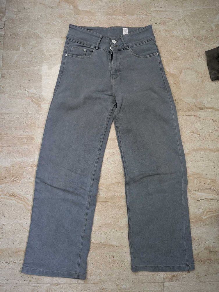 Gray Wide Leg Jeans