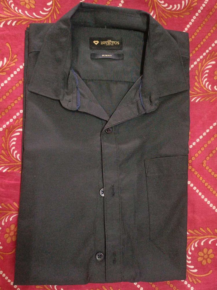 Men's Slim Fit Black Dress Shirt