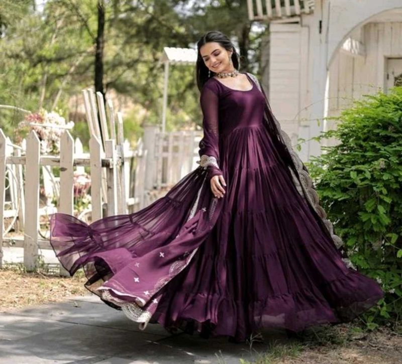 Elegant Purple Anarkali Gown