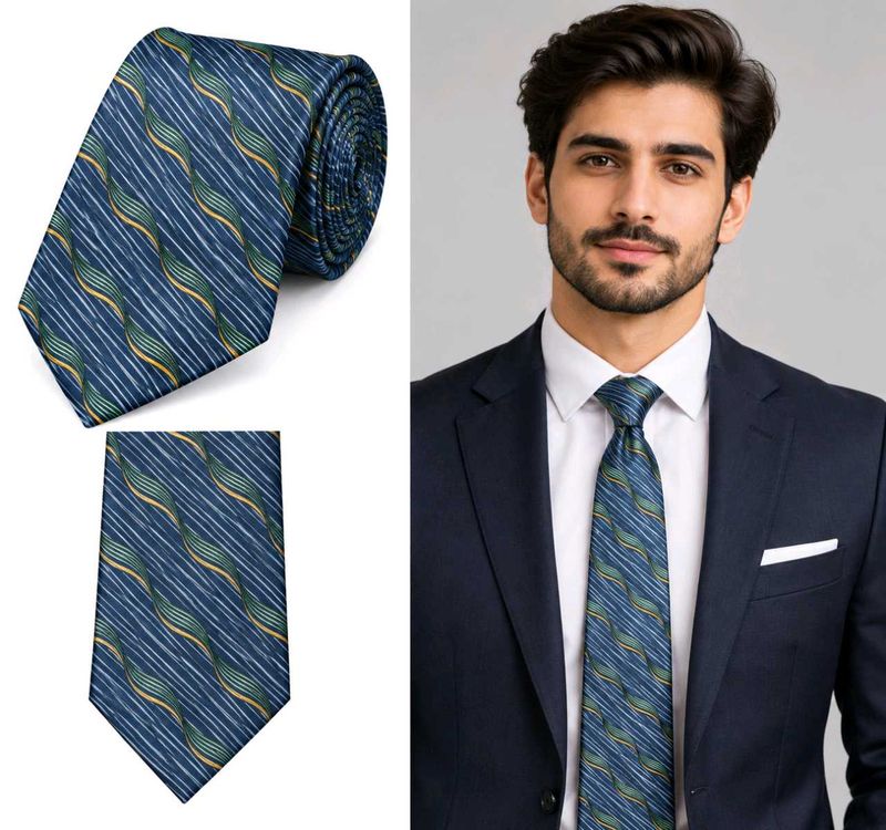 Stylish Blue Patterned Men's Tie