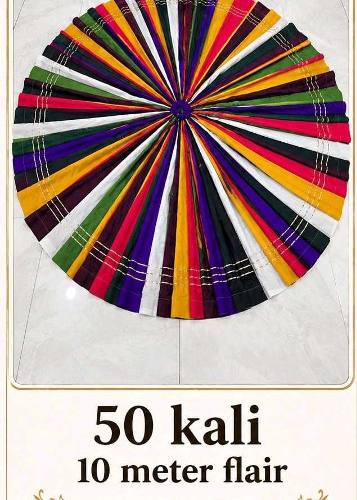 10 mtr gher Vibrant Multi-Color Ethnic Skirt