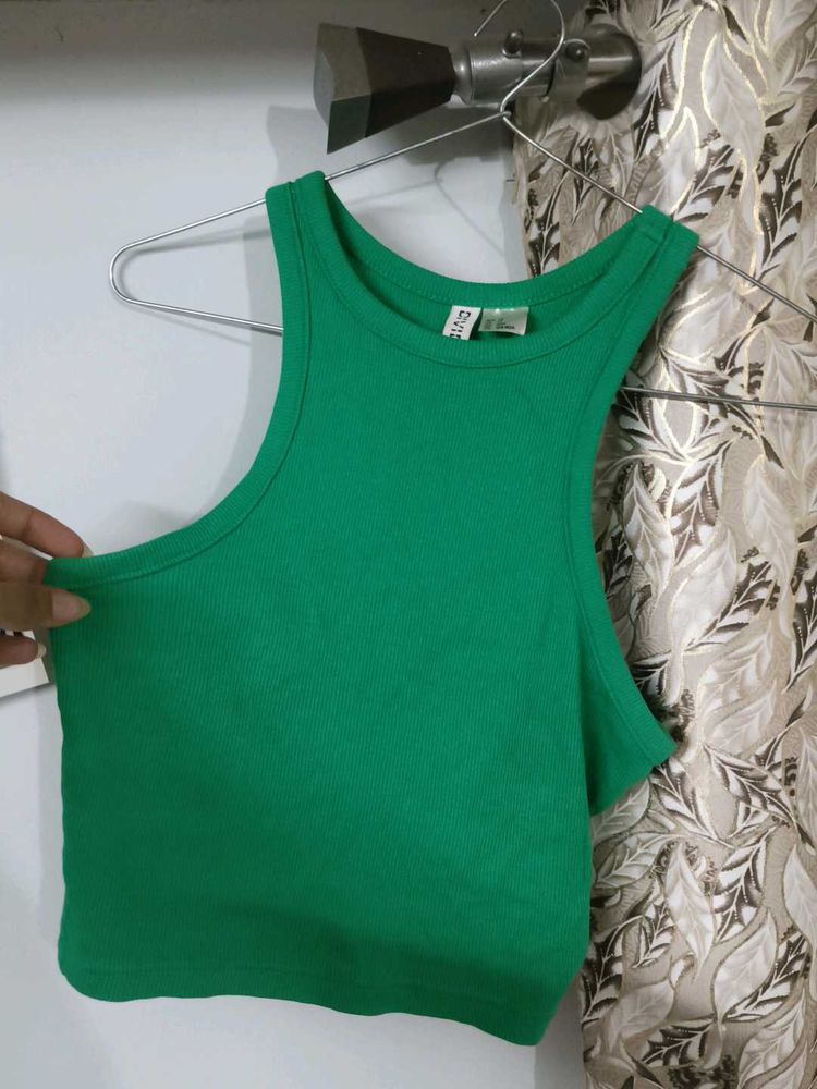 Vibrant Green Ribbed Racerback Tank Top