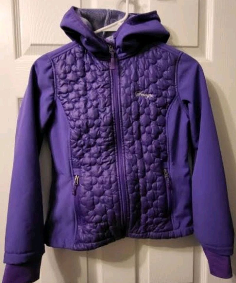 Purple Quilted Jacket With Hood