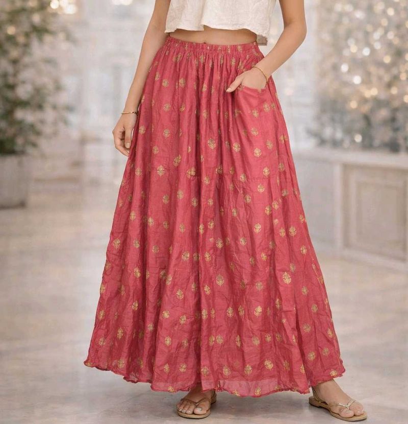 Elegant Floral Print Skirt