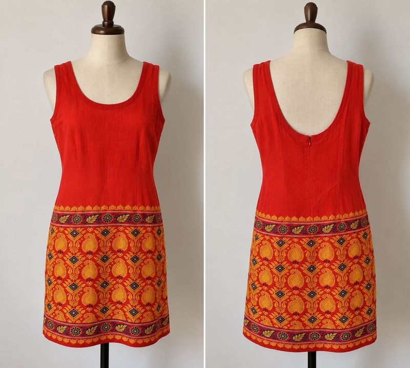Retro Orange &amp; Yellow Paisley Print Mini Dress