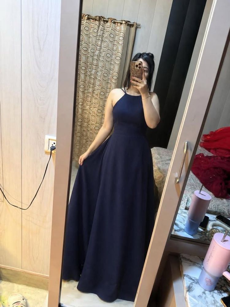 Elegant Navy Blue Maxi Dress🎀❤️🦋