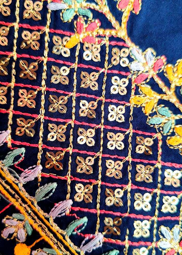 Elegant Navy Blue Kurta with Gold Print