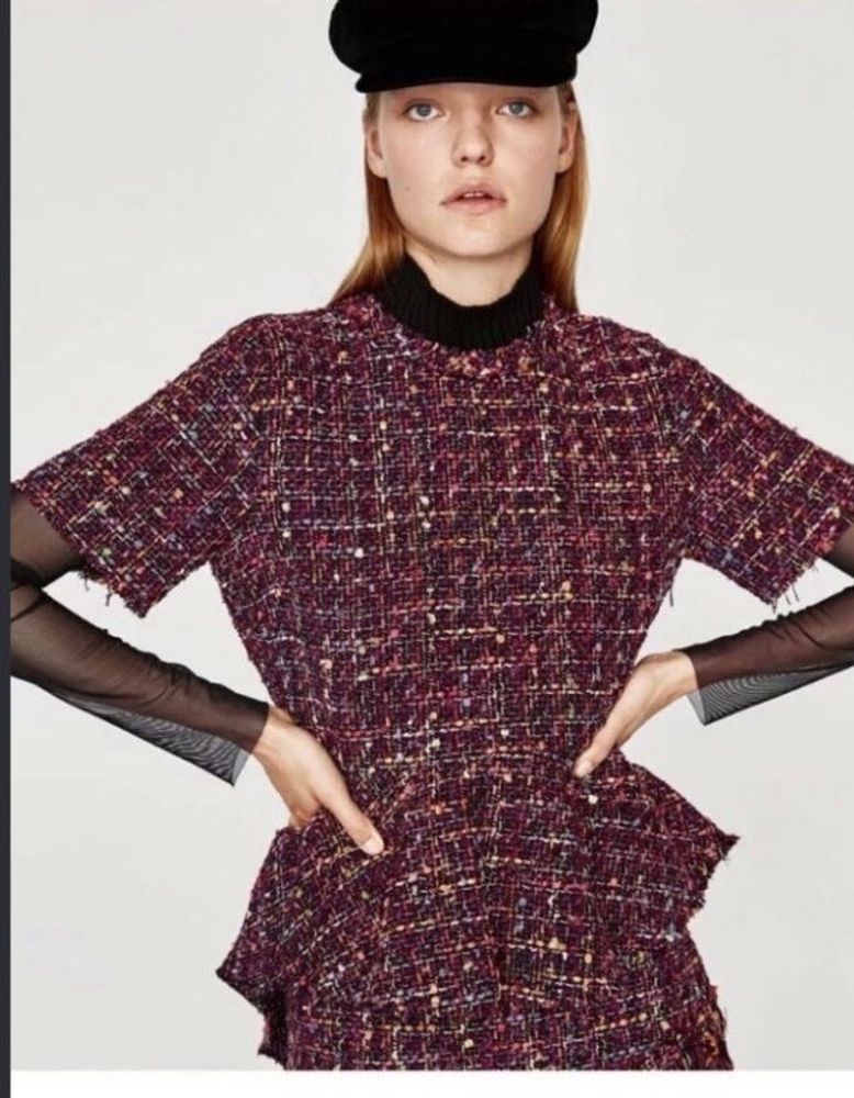 Stylish Tweed Peplum Dress