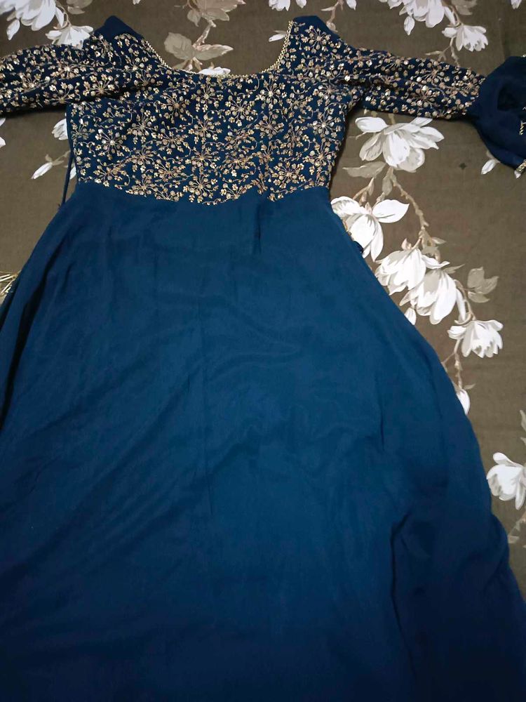 Stunning Navy Blue Embellished Gown