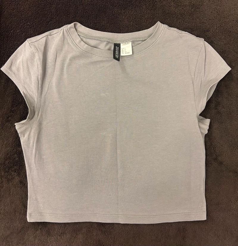 Grey Cropped T-Shirt