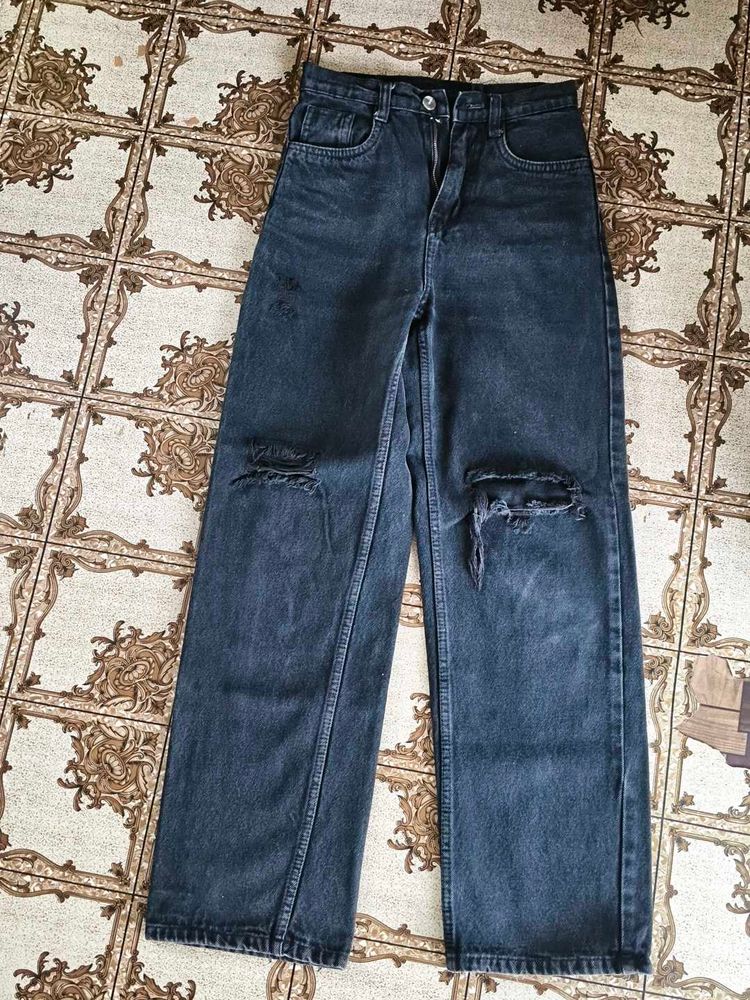 unused Distressed Charcoal Grey Jeans