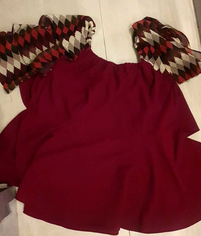 Maroon Off-Shoulder Blouse