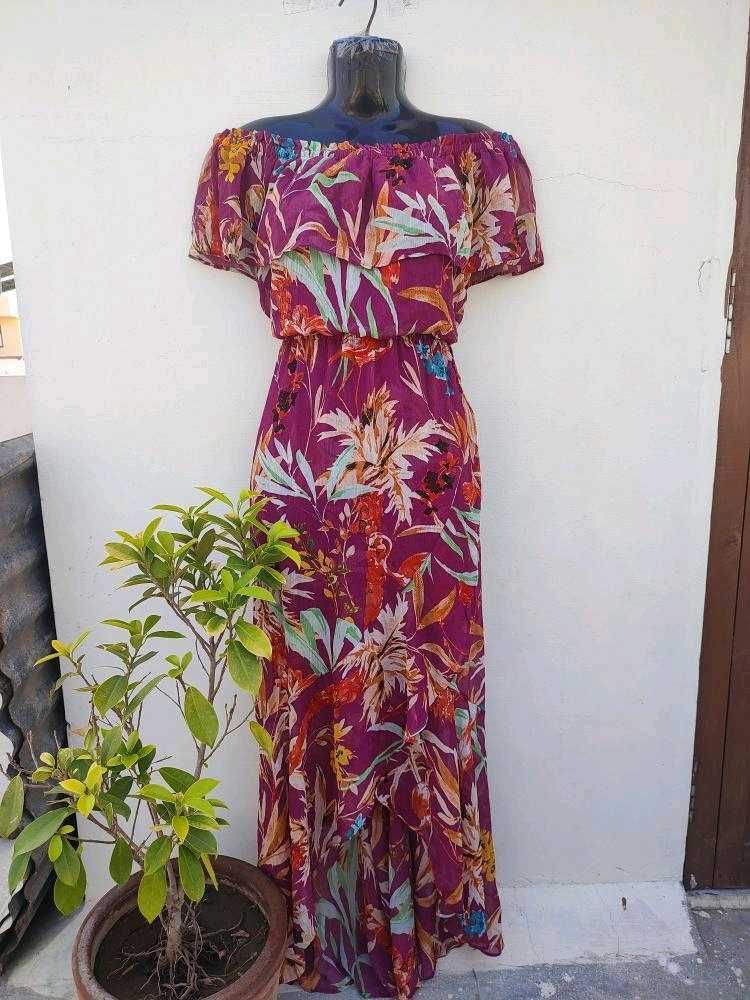 Boho Off-Shoulder Floral Maxi Dress