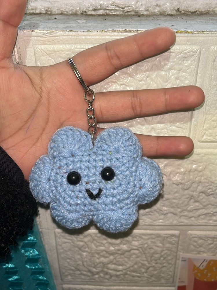Crochet Cloud Keychain