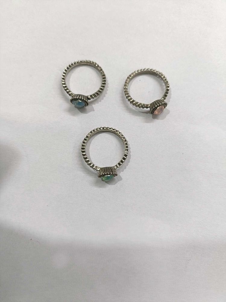 Set of 3 Gemstone Rings