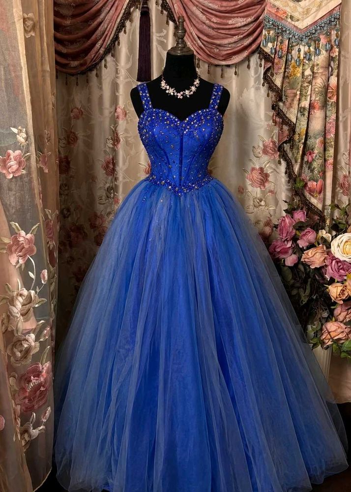 Stunning Royal Blue Embellished Ball Gown