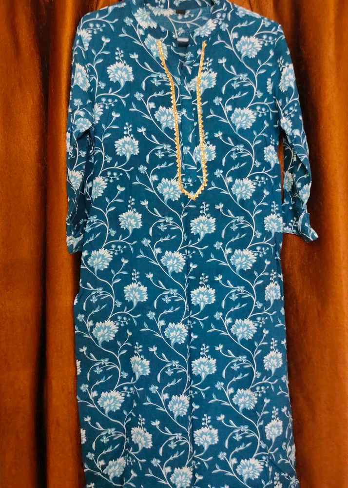 Blue Floral Print Kurta