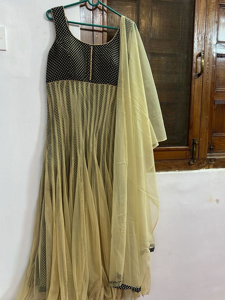 Elegant Beige &amp; Black anarkali