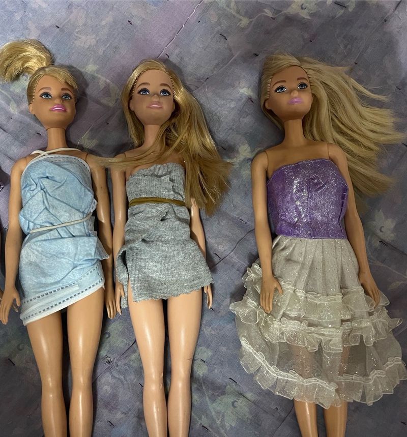 3 Barbie Dolls with Outfits