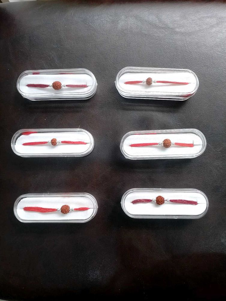 Pure Silver Rudraksh Rakhi ( Pack Of 6)