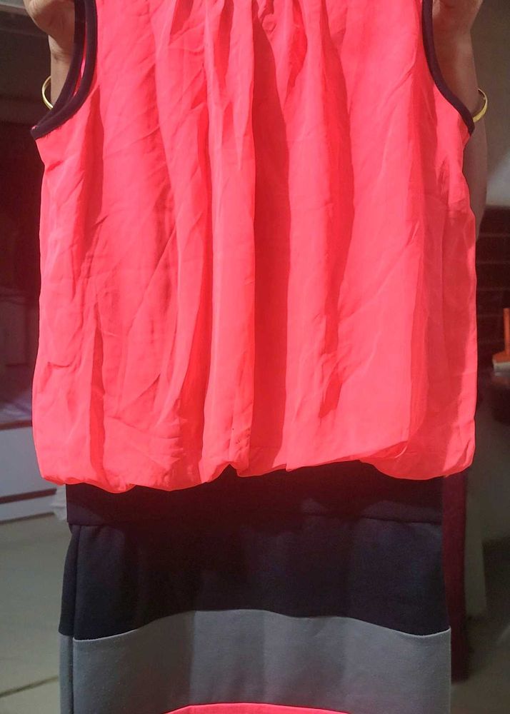 Vibrant Coral Shirred dress