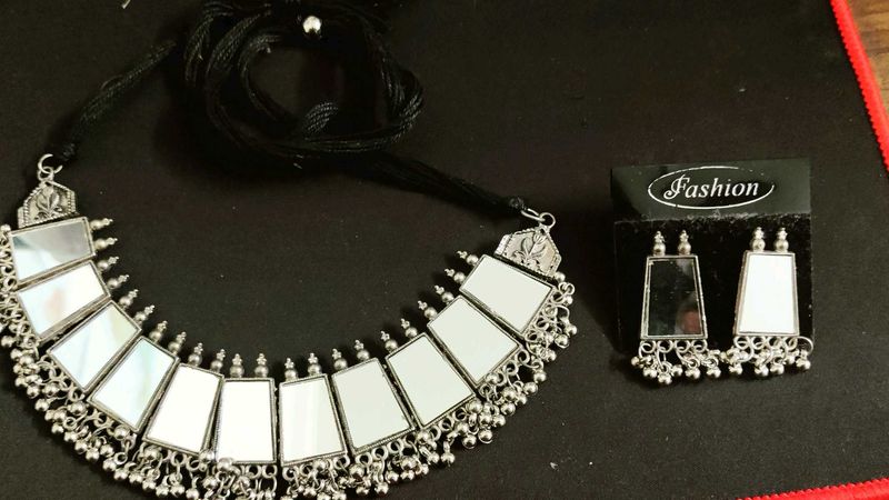 Mirror Necklace &amp; Earring Set