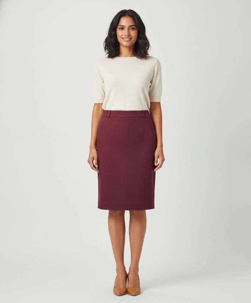Tommy Hilfiger Burgundy Knee-Length Skirt,