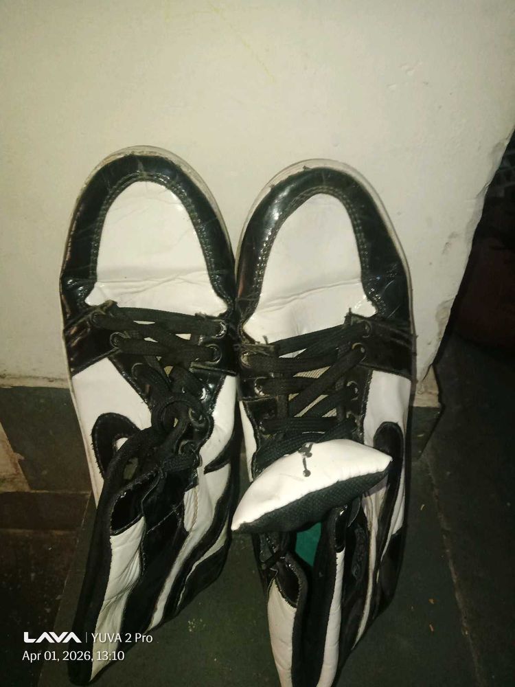 Stylish White &amp; Black Sneakers