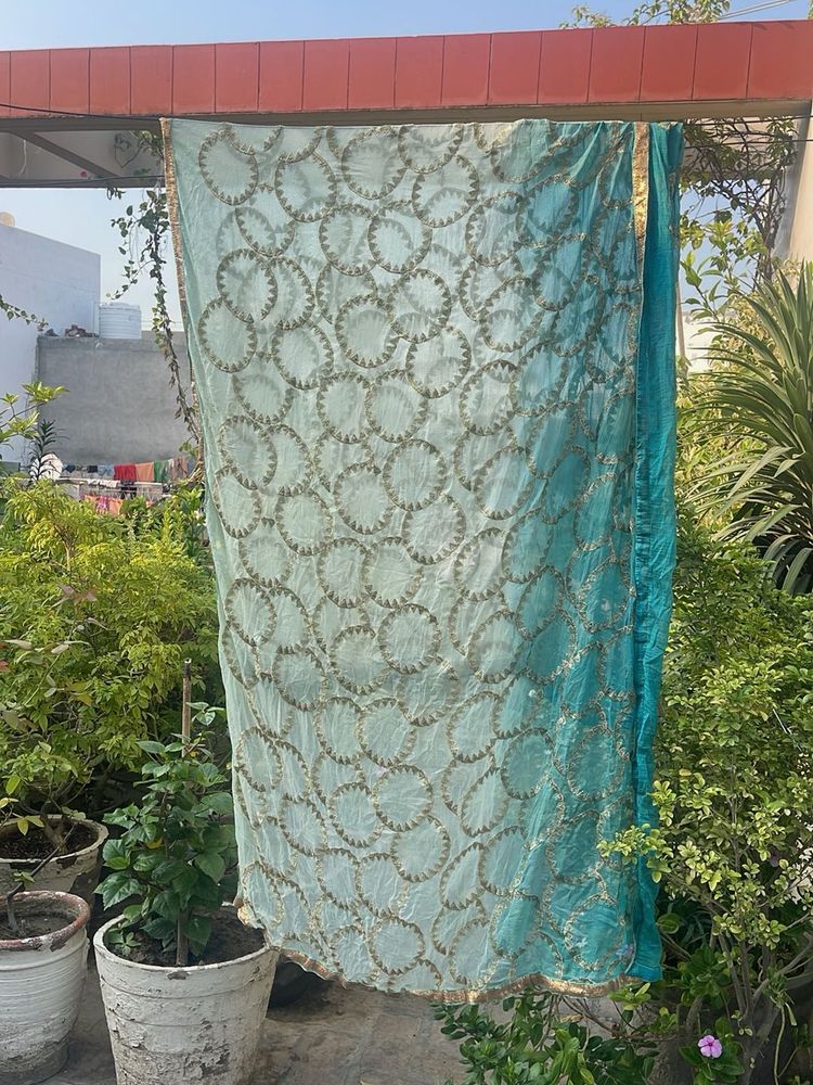 Beautiful Teal Embroidered Dupatta