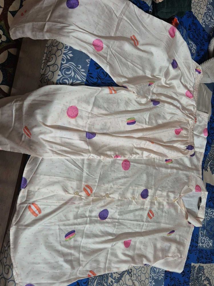 Cute Macaron Print Pajama Set