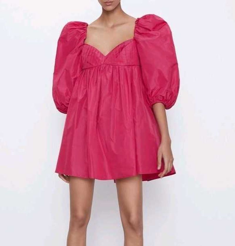 Zara Pink Puff Sleeve Dress