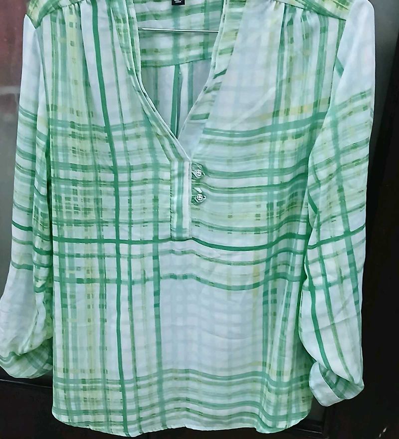 Chic Green Plaid Tunic Top