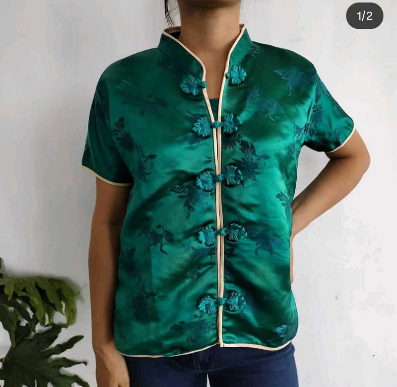 Green Floral Top