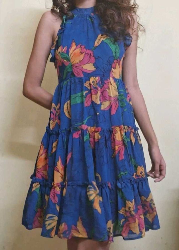 Boho Floral Print Tiered Mini Dress