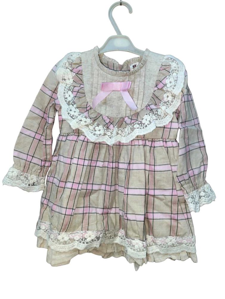 Charming Plaid Dress with Lace Trim