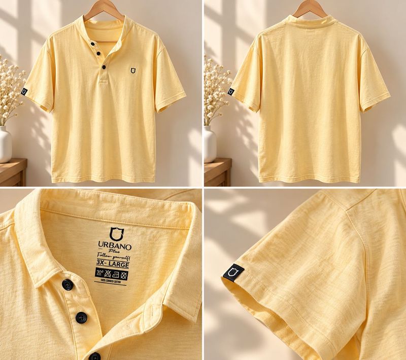 Men's Yellow Henley Shirt