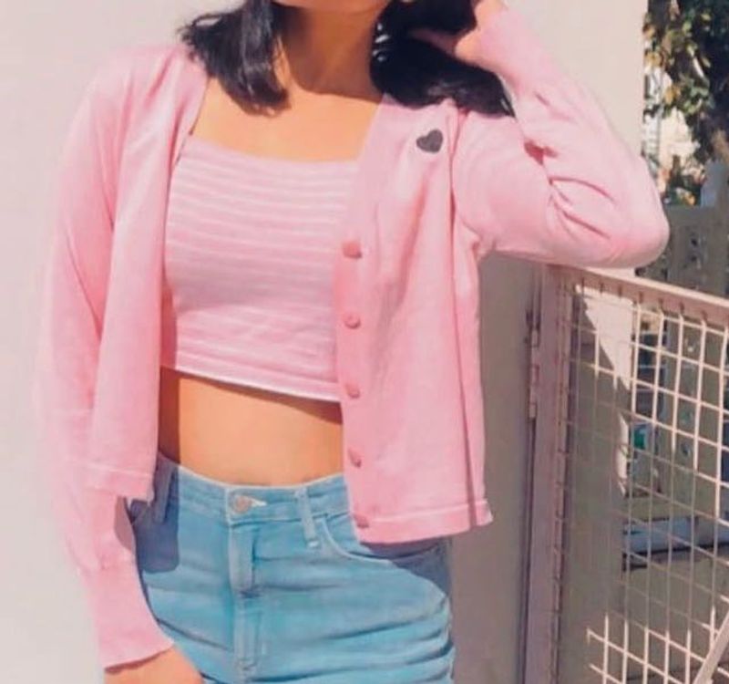 Cute Pink Cardigan with Heart Detail